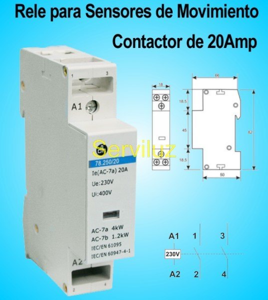 Rele Para detectores de Movimiento y Sensores de Presencia de 20Amp